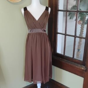 Elegant Chocolate Brown Sleeveless Dress